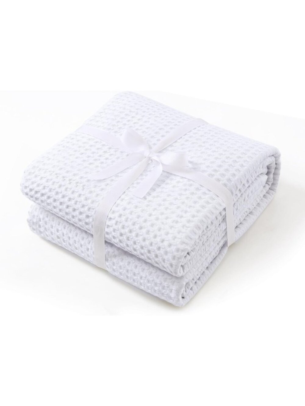 Luxurious 100% Egyptian Cotton Waffle Weave Throw Blanket - Soft Lightweight